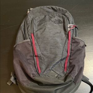 The North Face Vault Charcoal and Burgundy Backpack